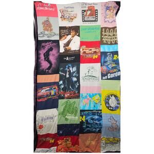 Vintage 90s Y2K Mosaic T-shirt Quilt Michael jackson Nascar South Carolina 80x48